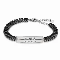 Bratara Personalizata Data Inima Mystic Black Silver Cu Argint