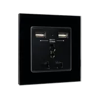 Multi-Funct. Socket 16a With 2xusb Glass Frame Bl