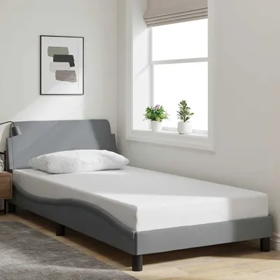 vidaXL Cadru de pat, Dover, gri deschis, 100x200 cm, textil