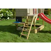 Casuta de gradina Grey Lodge cu tobogan, leagan si bucatarie Wendi Toys