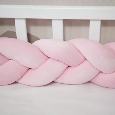 Protectie laterala roz impletita Twins tip cosita, cu 3 fire 200 cm