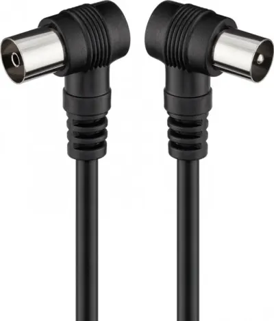 Cablu prelungitor antena coaxial 70dB unghi 90 grade T-M 2.5m Negru, G11526
