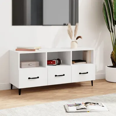 vidaXL Comodă TV, alb, 102x35x50 cm, lemn compozit
