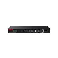 Switch PoE Gigabit rackabil IP-COM G1128P-24-410W, 24 porturi PoE+, 2 RJ45, 2 SFP uplink, buget 410 W, 56 Gbps, 1U, fara management