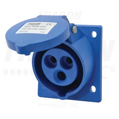 Priza industriala incorporabila, oblica TICS-313 16A, 250V, 2P+E, 6h, IP44