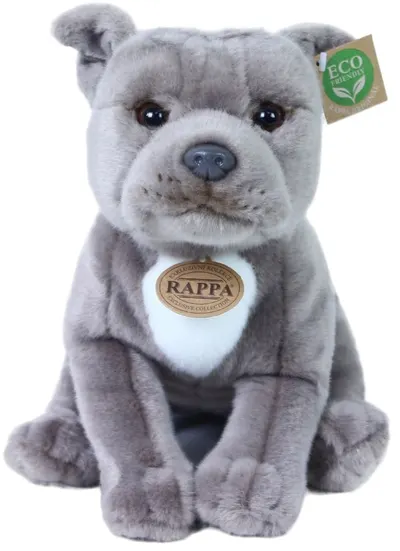 Jucărie de pluș Rappa Eco Friends - Staffordshire Bull Terrier, gri, așezat, 30 cm