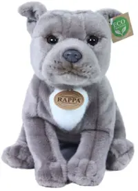 Jucărie de pluș Rappa Eco Friends - Staffordshire Bull Terrier, gri, așezat, 30 cm