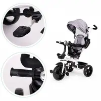 Tricicleta pentru copii Ecotoys Jm-322 Gri cu sezut reversibil, frana, roti din spuma Eva, suport pentru picioare, greutate admisa 25 kg