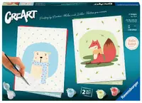 Set de pictat după numere Ravensburger CreArt - Ursuleț și vulpe (2 în 1)