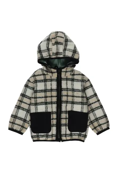 Jacheta - Hanorac Teddy - model in carouri - - Discovery - Bej pentru baieti - Negru/Bej