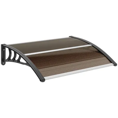 Outsunny Copertină Exterioară Impermeabilă și Anti-UV cu Placă Curbată, 75x120x23 cm, Maro și Negru | Aosom Romania
