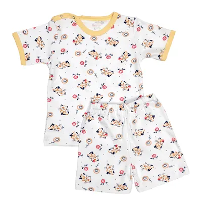 Pijama maneca scurta RB06 alb/imprimeu pisicute, Rombaby | 3/4 ani