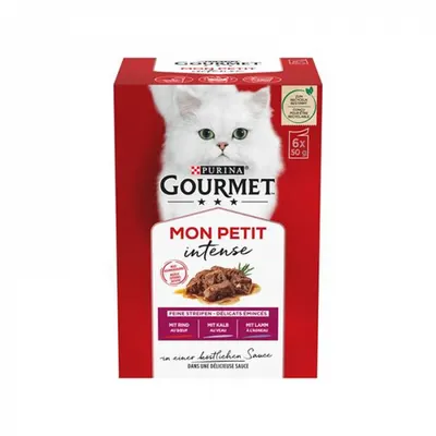 Set 6 buc x 50 gr Hrana umeda pentru pisici Gourmet Mon Petit cu vita, vanat ficat