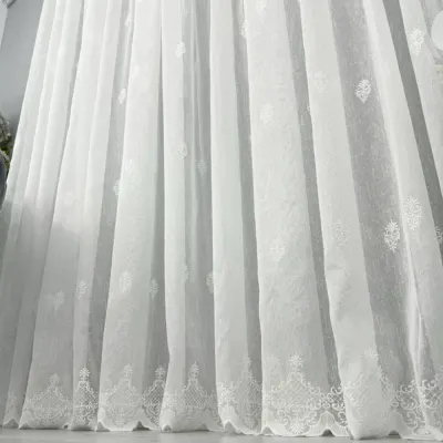 Perdea Alicia tip IN Brodat, Ivoire, 140cm latime x 260cm inaltime cu rejansa pt bara
