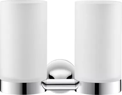 Pahar baie Duravit Starck T 0099481000, montare pe perete, dublu, sticla/metal, Crom lucios