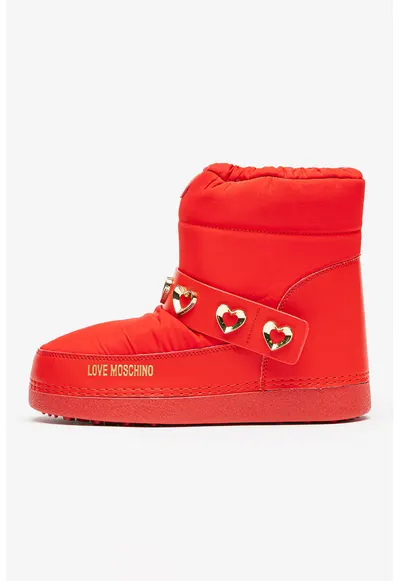 Cizme de iarna slip-on - Rosu/Auriu