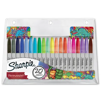Marker permanent 0.9mm varf rotund, 20culori/set, Sharpie