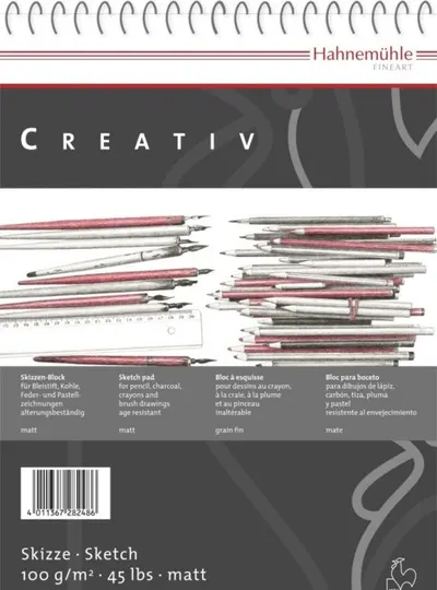 Caiet de schițe pentru desen cu spirală Hahnemuhle Creativ - A3, 100 de coli
