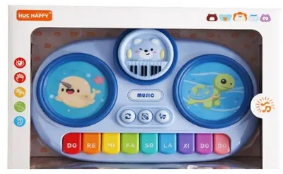Pian muzical pentru bebeluși cu tobe Raya Toys – Locuitori marini