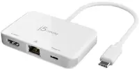 Adaptor de rețea j5create - JCA351, Gigabit, 4K HDMI, USB-C, alb