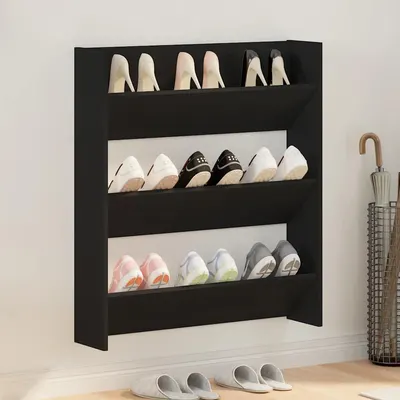 vidaXL Pantofar de perete, negru, 80x18x90 cm, PAL