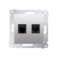Priza calculator RJ45 cat5e + priza telefon RJ12, silver mat metalic