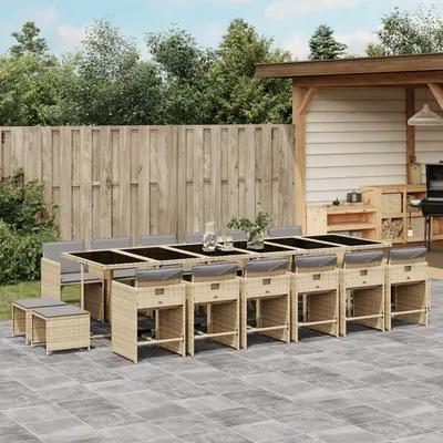 Gossi set mobilier gradina cu perne, 17 piese bej combinat poliratan