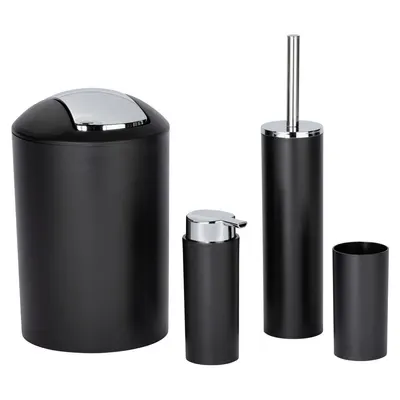 Set de accesorii de baie negru din plastic Calvo – Wenko