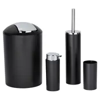 Set de accesorii de baie negru din plastic Calvo – Wenko