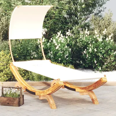 Gossi pat de exterior cu baldachin, crem, 100x200x126 cm, lemn masiv