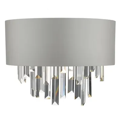 Aplica Halle 2 Light Wall Light Grey Shade & Crystal