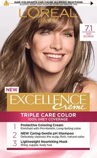 L'Oréal Excellence Vopsea de păr, 7.1 Ash Blonde