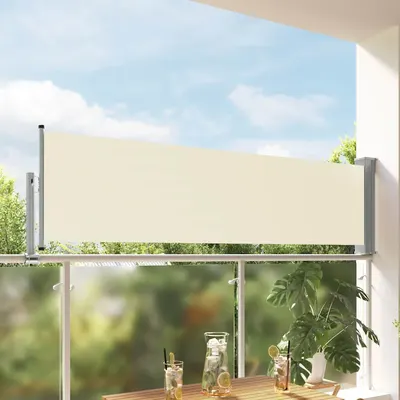 vidaXL Copertină laterală retractabilă de terasă, crem, 80 x 300 cm