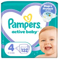 Scutece pentru copii Active Baby Mega Box Marimea 4 9 -14kg, 132 bucati, Pampers