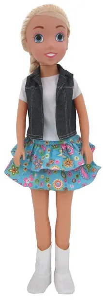 Păpușă Bambolina - Fetele Gamour, cu vestă din denim, 80 cm