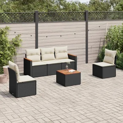 Gossi set mobilier de gradina cu perne, 6 piese, negru, poliratan