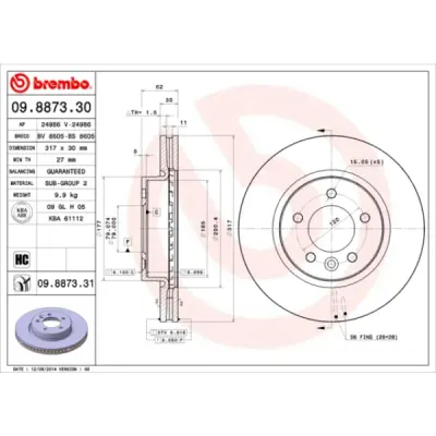 Disc frana BREMBO 09.8873.30