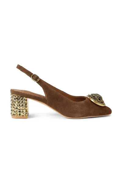 Kurt Geiger London tocuri cu călcâiul deschis din piele întoarsă Chelsea Block Slingback