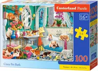 Puzzle Castorland din 100 de piese - Bălăceala nebună a animalelor de companie