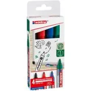 Set 4 markere Edding 360 pentru tabla, varf 1. 5-3 mm, negru, rosu, albastru, verde