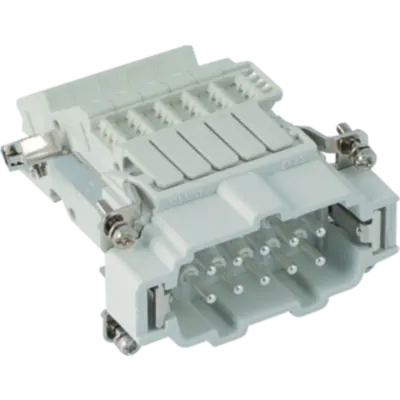 Conector Tata - 57x27 - 10p + E 16a 500v / 6kv / 3 - Screw Terminal Block - Stânga - Gri