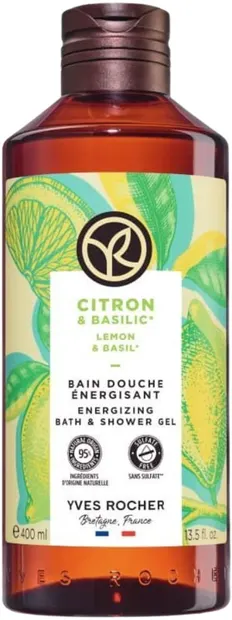 Yves Rocher Bain Nature Gel de duș , lămâie și busuioc, 400 ml
