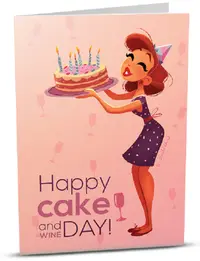Felicitare iGreet - Happy cake and wine day!