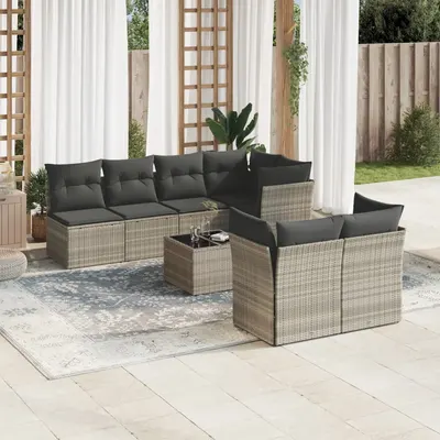 Gossi set mobilier de gradina cu perne, 8 piese gri deschis poliratan