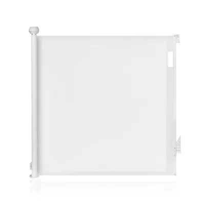Poarta de siguranta, Lionelo, Thea, Textila, Ofera vizibilitate, Retractabila, Mecanism dublu de blocare, Montaj universal, 95x140 cm, Conform cu standardul european de securitate EN1930, Alb
