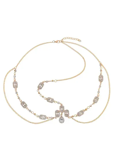 Accesoriu de cap - auriu - cu lanturi si pietre - Gail C23