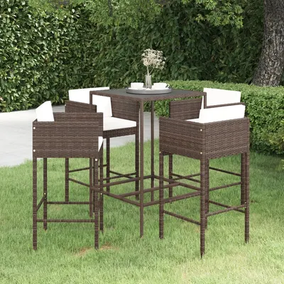 Gossi set mobilier bar de gradina cu perne, 5 piese, maro, poliratan