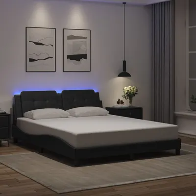 vidaXL Cadru de pat cu LED fără saltea, Zadar, negru, 160x200 cm