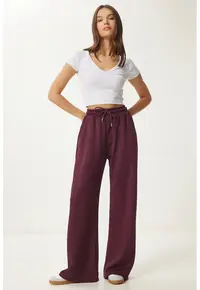 Pantaloni dama - Happiness Istanbul - pantaloni de trening - picior rosu - textil - Mov
