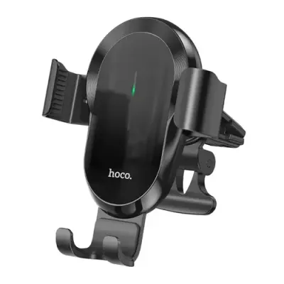 Incarcator auto HOCO CA105, wireless 15W, aliniere automata pe telefon, cu trei axe, prindere ventilatie, Negru